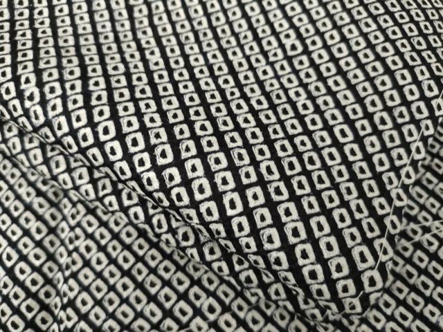 平和屋着物●大変加工の良い総絞り小紋　黒地　正絹　逸品　AABF9039ck