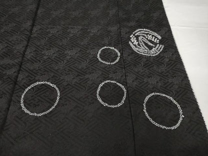 平和屋着物●大変加工の良い総絞り小紋　黒地　正絹　逸品　AABF9039ck