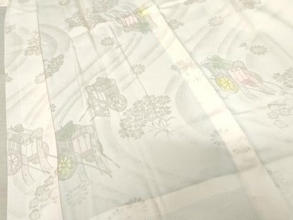 平和屋着物●振袖用長襦袢 無双仕立て 御所車花地紋 暈し染め 半衿刺繍 正絹 逸品 AABF9042cs