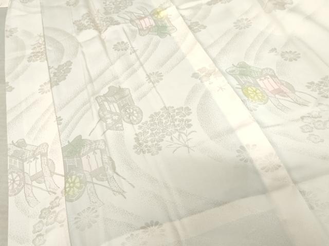 平和屋着物●振袖用長襦袢 無双仕立て 御所車花地紋 暈し染め 半衿刺繍 正絹 逸品 AABF9042cs