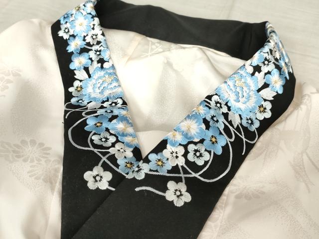 平和屋着物●振袖用長襦袢 無双仕立て 御所車花地紋 暈し染め 半衿刺繍 正絹 逸品 AABF9042cs