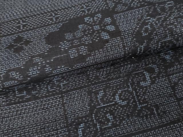 平和屋着物●結城紬　100亀甲　色紙重ね吉祥草花文　正絹　逸品　AABF9045cs