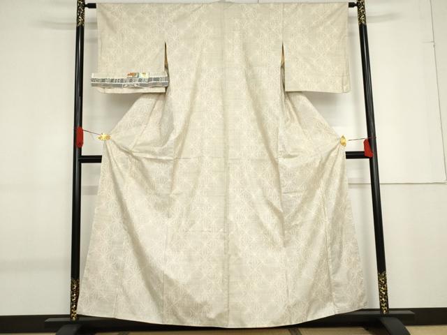 平和屋着物●本場大島紬　白大島　一元絣　麻の葉文様　前田絹織物謹製　証紙付き　正絹　逸品　未使用　AABF9057cs
