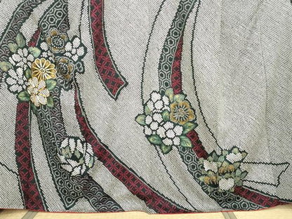 平和屋着物●豪華振袖　総絞り　駒刺繍　吉祥草花文　金彩　正絹　逸品　AABF9058cs