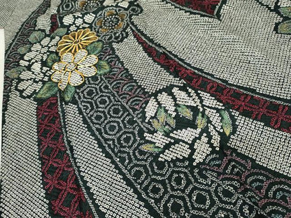 平和屋着物●豪華振袖　総絞り　駒刺繍　吉祥草花文　金彩　正絹　逸品　AABF9058cs