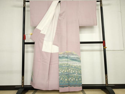 平和屋着物●本加賀友禅作家　百貫華峰　色留袖　飛鶴遠山風景樹林文　高島屋扱い　正絹　逸品　AABF9059cs