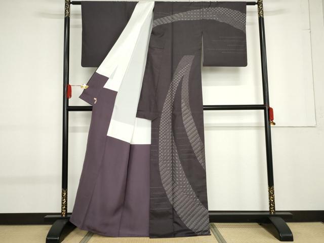 平和屋着物●訪問着　紬地　刺し子　吉祥文　ますいわ屋扱い　正絹　逸品　AABF9062cs