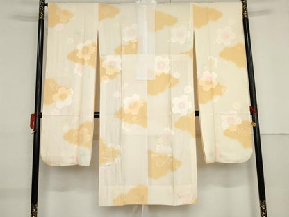 平和屋着物●振袖用長襦袢　無双仕立て　舞桜地紋　暈し染め　正絹　逸品　AABF9067cs