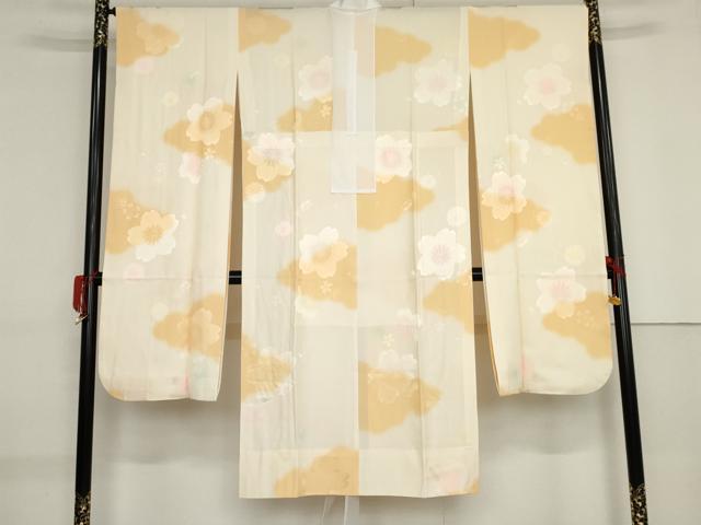 平和屋着物●振袖用長襦袢　無双仕立て　舞桜地紋　暈し染め　正絹　逸品　AABF9067cs