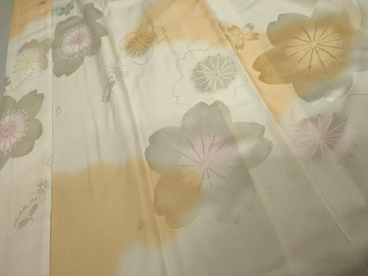 平和屋着物●振袖用長襦袢　無双仕立て　舞桜地紋　暈し染め　正絹　逸品　AABF9067cs