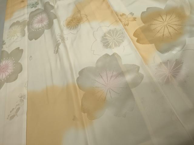 平和屋着物●振袖用長襦袢　無双仕立て　舞桜地紋　暈し染め　正絹　逸品　AABF9067cs
