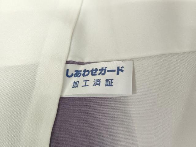 平和屋着物●上質な色無地　七宝地紋　藤色　銀糸　正絹　逸品　AABF9070cs