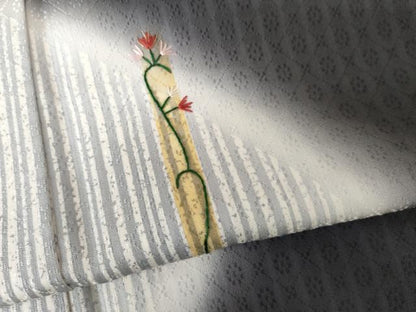 平和屋着物●訪問着　刺繍　枝花文　暈し染め　金糸　正絹　逸品　AABF9072cs