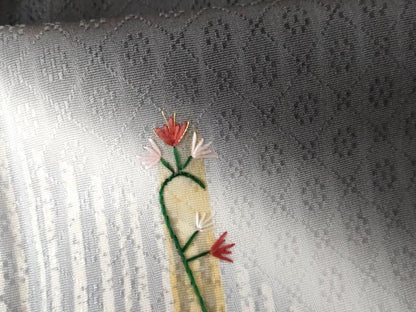 平和屋着物●訪問着　刺繍　枝花文　暈し染め　金糸　正絹　逸品　AABF9072cs