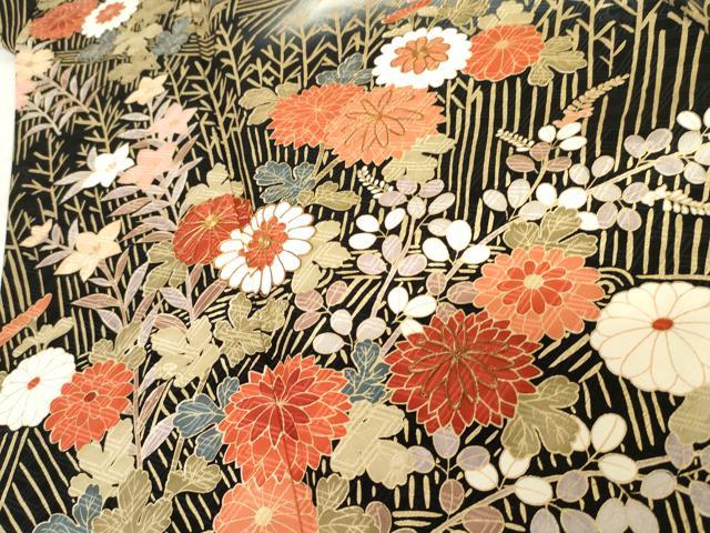 平和屋着物●十日町老舗ブランド　吉澤友禅　吾妻徳穂　振袖　駒刺繍　枝花文　暈し染め　金彩　正絹　逸品　AABF9073cs