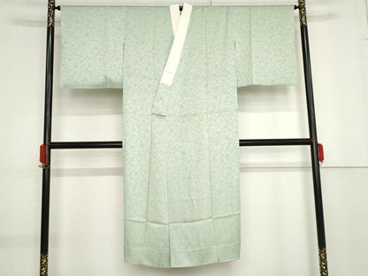 平和屋着物●長襦袢　単衣　更紗花唐草地紋　錆青磁色　京都きもの友禅　正絹　逸品　AABF9074cs