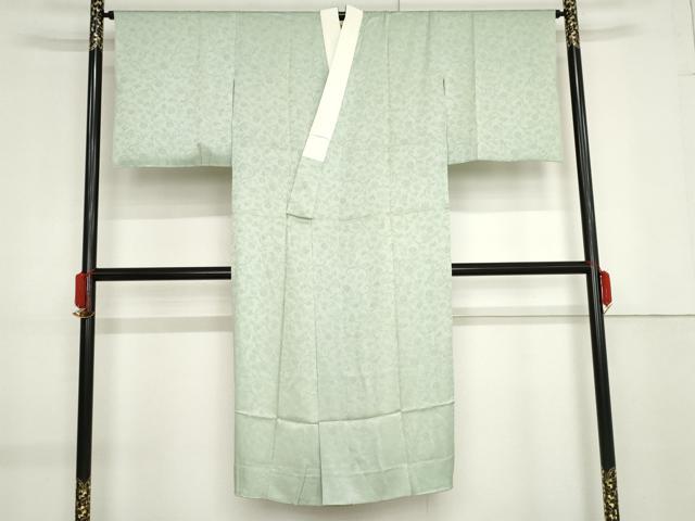 平和屋着物●長襦袢　単衣　更紗花唐草地紋　錆青磁色　京都きもの友禅　正絹　逸品　AABF9074cs