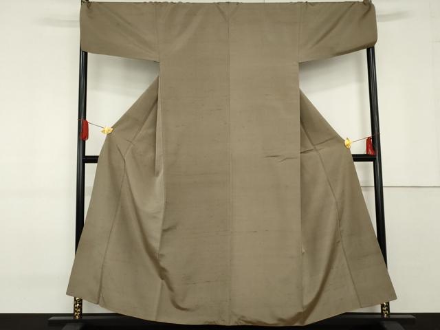 平和屋着物●男性　紬　色無地　生壁色　キングサイズ　正絹　逸品　AABF9078cs