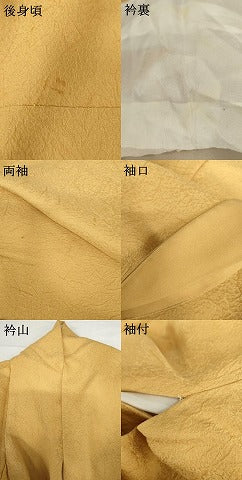 平和屋着物●上質な色無地　紋意匠　杏色　正絹　逸品　AABF9082cs