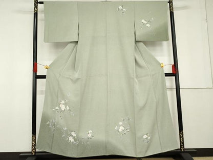 平和屋着物●訪問着　友禅　枝花文　暈し染め　正絹　逸品　AABF9091cs