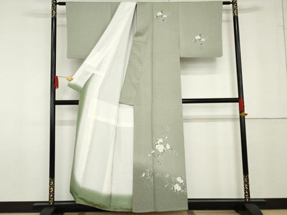平和屋着物●訪問着　友禅　枝花文　暈し染め　正絹　逸品　AABF9091cs