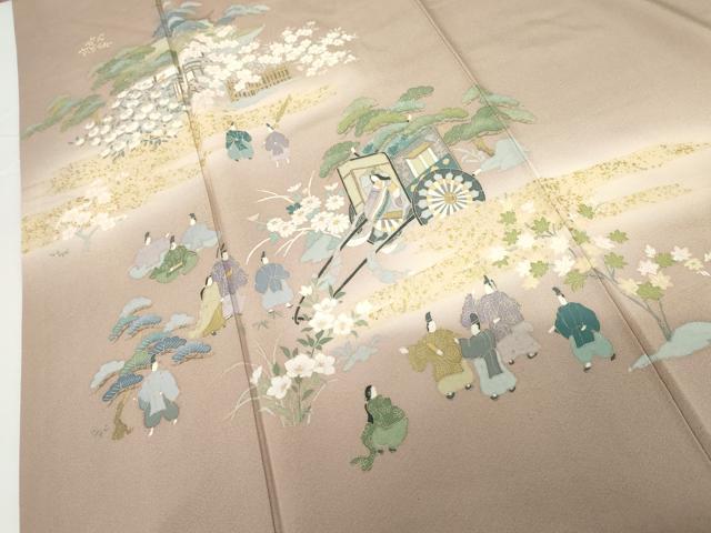 平和屋着物●訪問着 御所車人物風景文 暈し染め 金彩 正絹 逸品 AABF9092cs