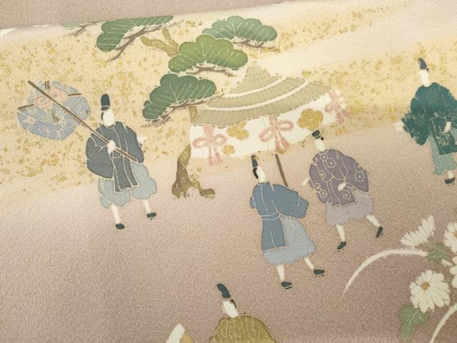 平和屋着物●訪問着 御所車人物風景文 暈し染め 金彩 正絹 逸品 AABF9092cs
