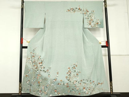 平和屋着物●訪問着　更紗花唐草文　暈し染め　金彩　正絹　逸品　AABF9093cs