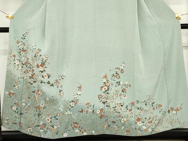平和屋着物●訪問着　更紗花唐草文　暈し染め　金彩　正絹　逸品　AABF9093cs