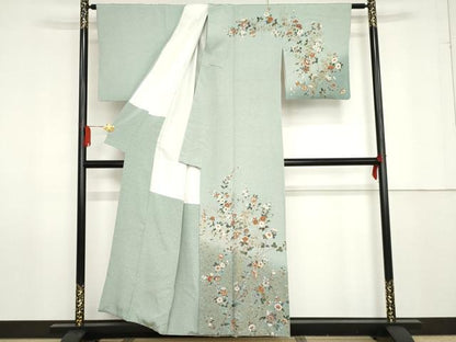 平和屋着物●訪問着　更紗花唐草文　暈し染め　金彩　正絹　逸品　AABF9093cs