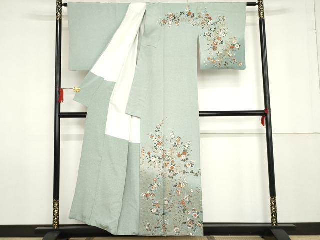 平和屋着物●訪問着　更紗花唐草文　暈し染め　金彩　正絹　逸品　AABF9093cs