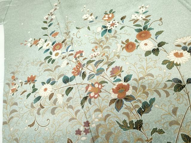 平和屋着物●訪問着　更紗花唐草文　暈し染め　金彩　正絹　逸品　AABF9093cs