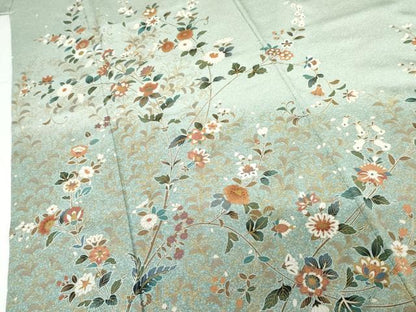 平和屋着物●訪問着　更紗花唐草文　暈し染め　金彩　正絹　逸品　AABF9093cs