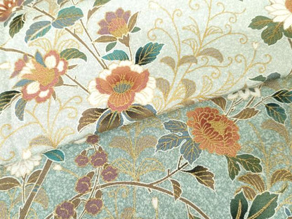 平和屋着物●訪問着　更紗花唐草文　暈し染め　金彩　正絹　逸品　AABF9093cs
