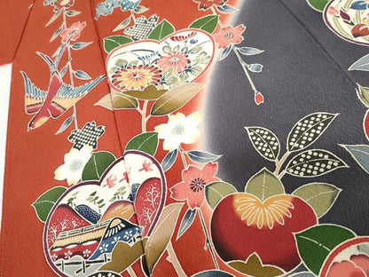 平和屋着物●訪問着　紅型　花鳥舞蝶文　暈し染め　正絹　逸品　AABF9096cs