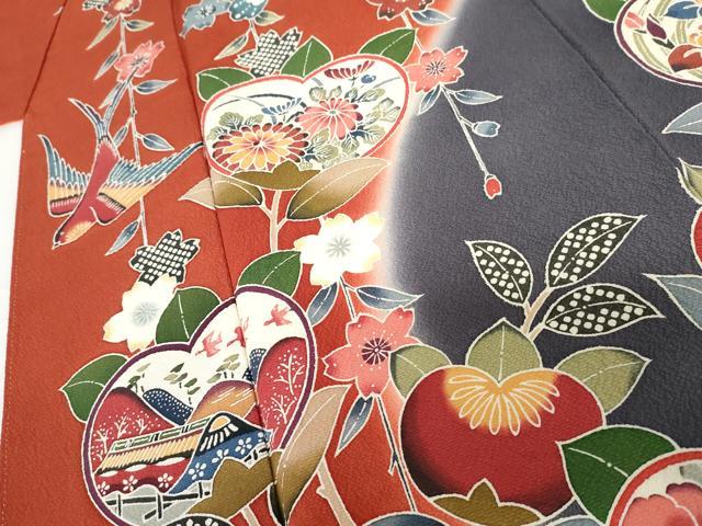 平和屋着物●訪問着　紅型　花鳥舞蝶文　暈し染め　正絹　逸品　AABF9096cs