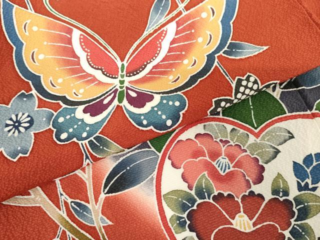 平和屋着物●訪問着　紅型　花鳥舞蝶文　暈し染め　正絹　逸品　AABF9096cs