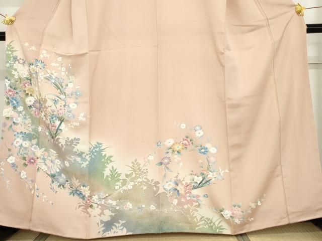平和屋着物●訪問着　枝花文　暈し染め　金彩　正絹　逸品　未使用　AABF9101cs