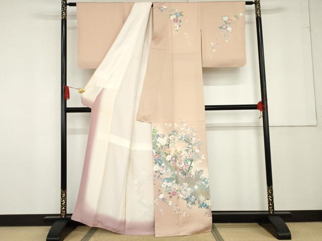 平和屋着物●訪問着　枝花文　暈し染め　金彩　正絹　逸品　未使用　AABF9101cs
