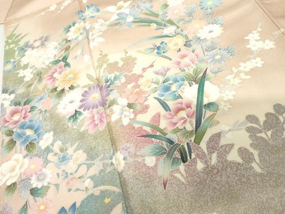 平和屋着物●訪問着　枝花文　暈し染め　金彩　正絹　逸品　未使用　AABF9101cs