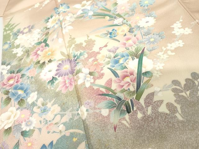 平和屋着物●訪問着　枝花文　暈し染め　金彩　正絹　逸品　未使用　AABF9101cs