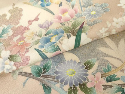 平和屋着物●訪問着　枝花文　暈し染め　金彩　正絹　逸品　未使用　AABF9101cs