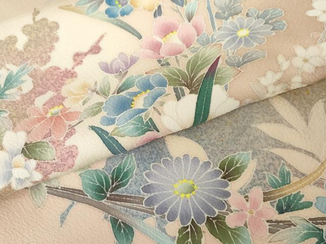 平和屋着物●訪問着　枝花文　暈し染め　金彩　正絹　逸品　未使用　AABF9101cs