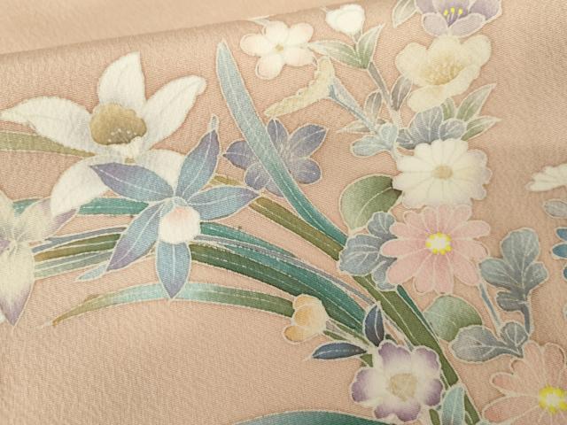 平和屋着物●訪問着　枝花文　暈し染め　金彩　正絹　逸品　未使用　AABF9101cs