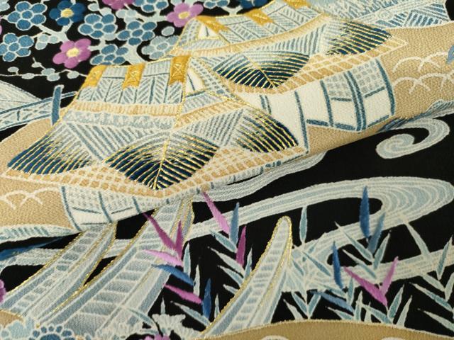 平和屋着物●本貝紫染作家　西山和恆　黒留袖　刺繍　茶屋辻　金糸　色紙付き　正絹　逸品　未使用　AABF9109cs