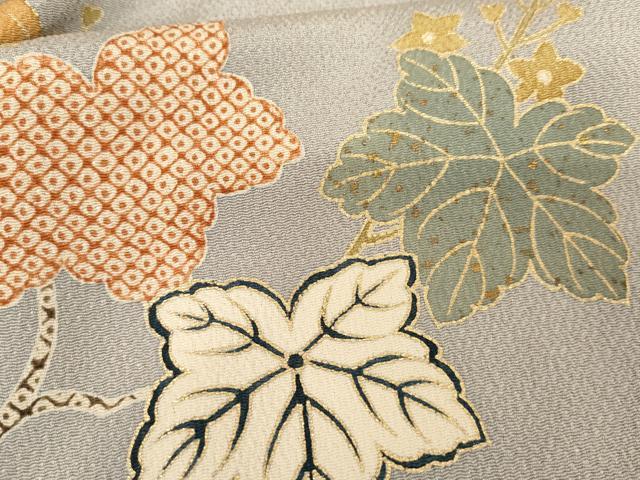 平和屋着物●訪問着　枝花文　暈し染め　金彩　鬼しぼ縮緬　正絹　逸品　AABF9112cs