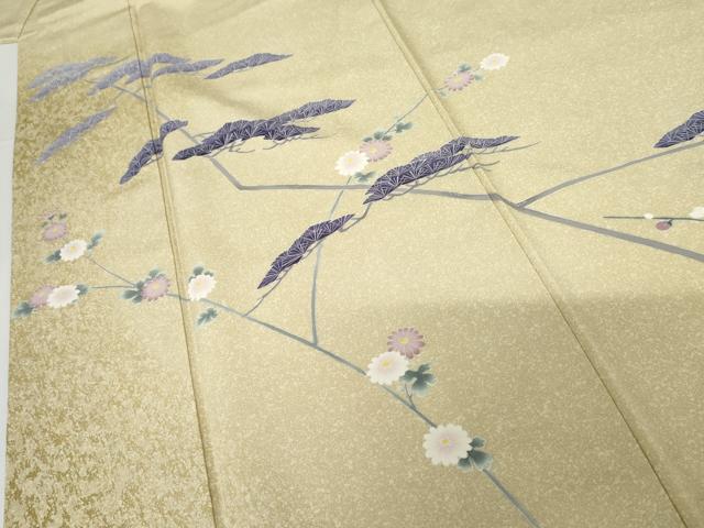 平和屋着物●田中勇吉の弟子 日本工芸会正会員 吉田喜八郎 訪問着 枝花に松 正絹 逸品 AABF9114cs