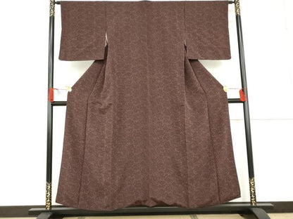 平和屋着物●上質な小紋 古代菊 鬼しぼ縮緬 正絹 逸品 AABF9115cs