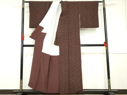 平和屋着物●上質な小紋 古代菊 鬼しぼ縮緬 正絹 逸品 AABF9115cs