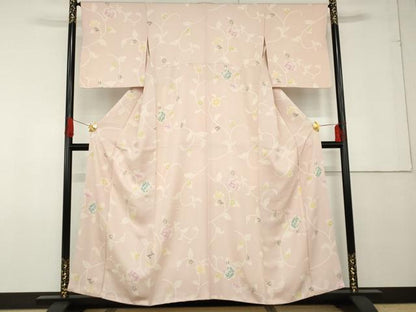 平和屋着物●上質な小紋　花唐草文　正絹　逸品　AABF9120cs